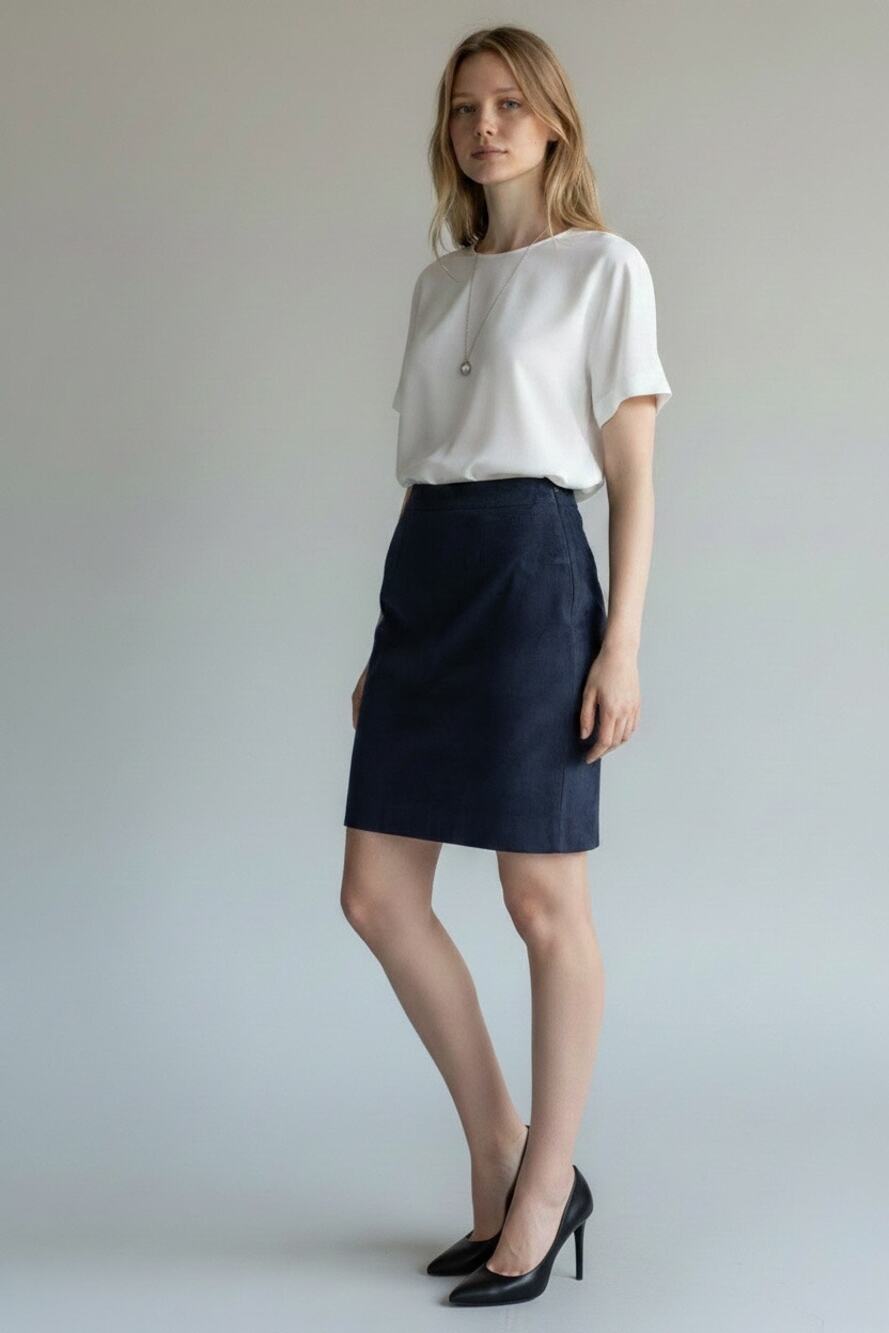 ESCADA Navy Blue Pencil Skirt Size 36 Made in Italy Designer